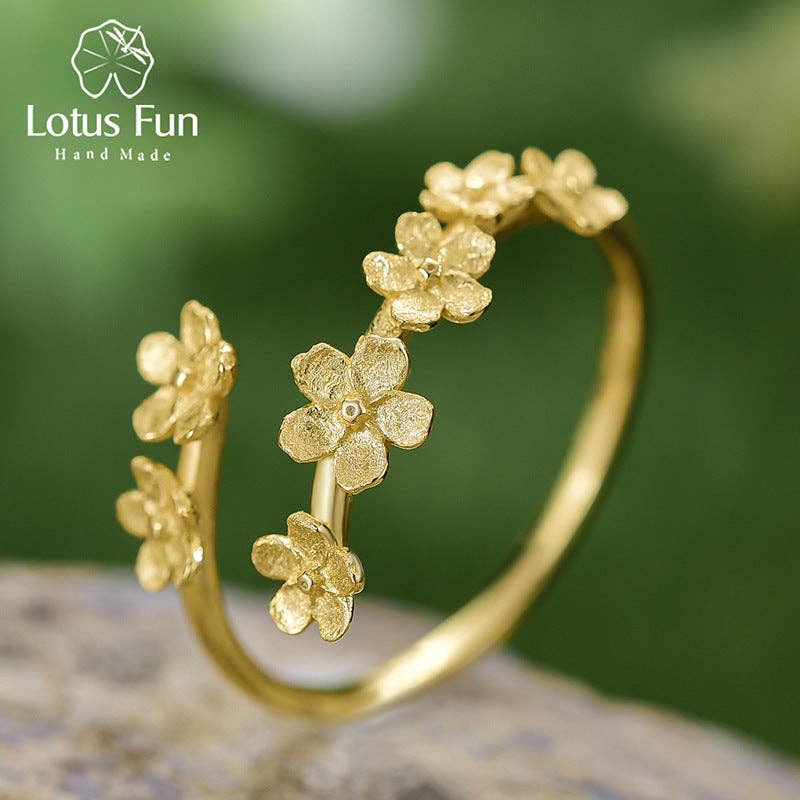 Cherry Blossom Sakura Flower Ring in 925 Sterling Silver: Silver