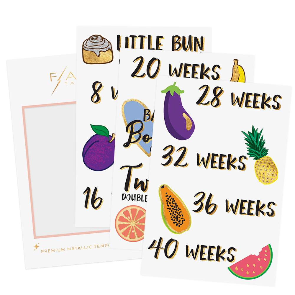 Mama Milestones Fruit Temporary Tattoo Pack