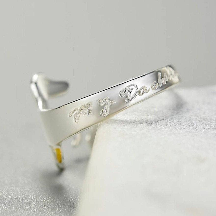 Cute Dachshund Dog Stackable Ring in 925 Sterling Silver