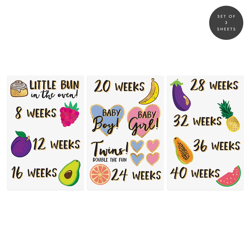 Mama Milestones Fruit Temporary Tattoo Pack