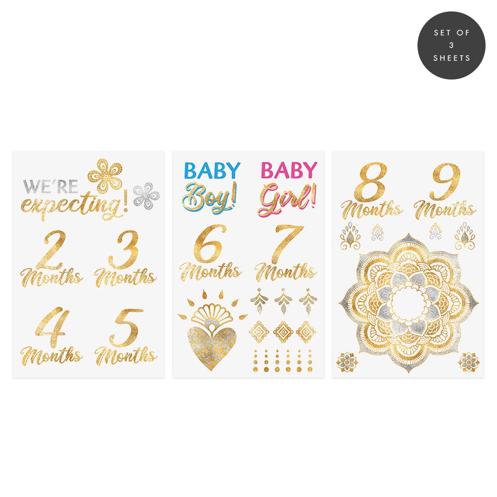 Mama Milestones Henna Temporary Tattoo Pack