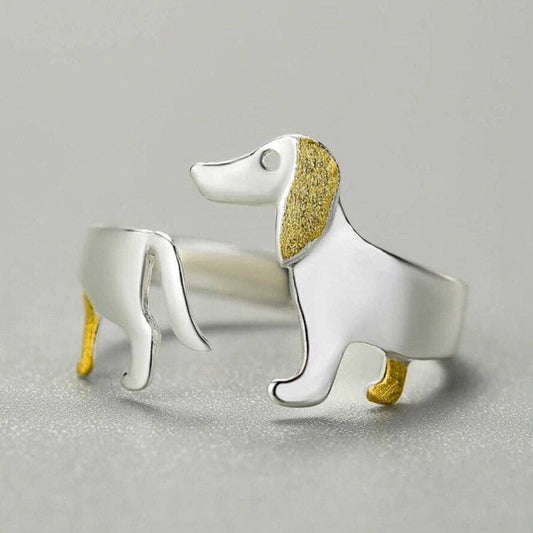 Cute Dachshund Dog Stackable Ring in 925 Sterling Silver