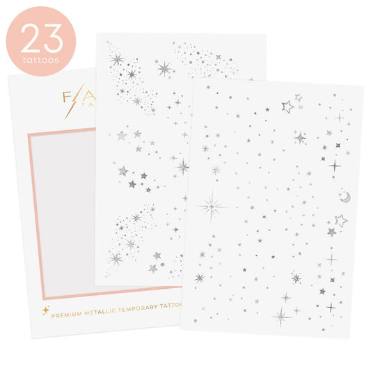 FAIRY DUST metallic sliver face glitter tattoo pack