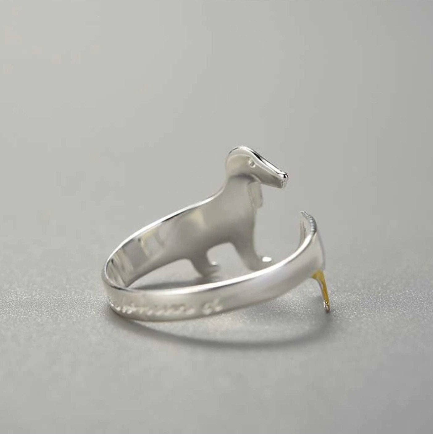 Cute Dachshund Dog Stackable Ring in 925 Sterling Silver